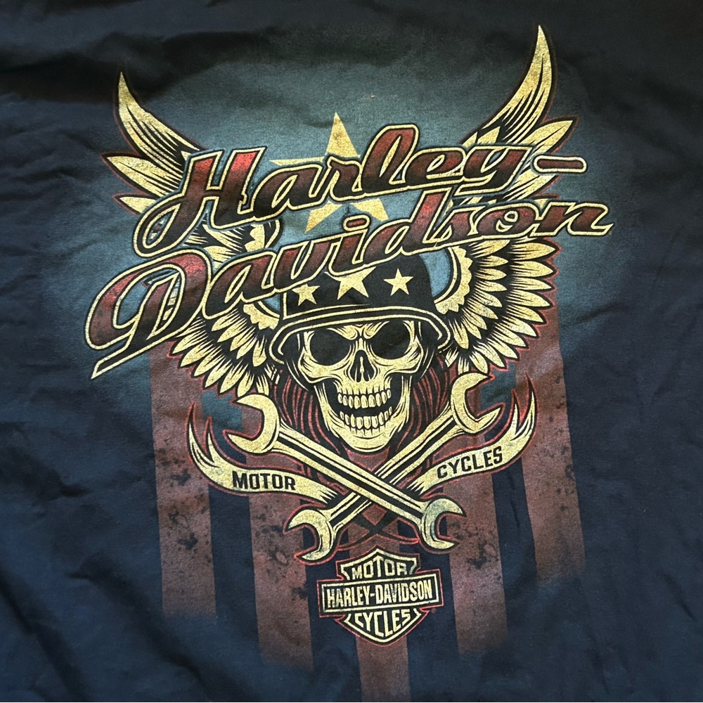 Harley-Davidson Black Graphic T-Shirt skull wings wall, SD

size XL
